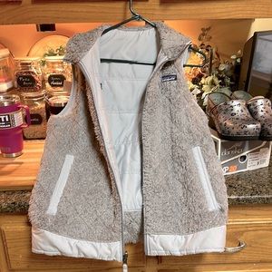 Patagonia Women’s Hooded Reversible Sherpa Vest with pockets